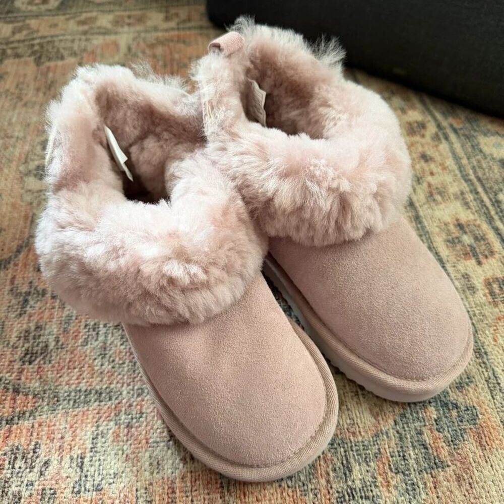 Fireside By Dearfoams Girls Sz 13 Bunbury Genuine Shearling Boots Dusty Pink